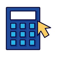 calculator math with arrow mouse line style vector