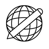 sphere browser with pencil line style icon vector