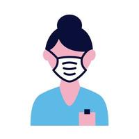 female wearing medical mask flat style icon vector