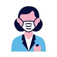 female wearing medical mask flat style icon vector