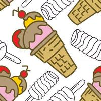 Ice Cream Pattern Seamless Vector Template