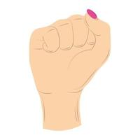 female hand raised in fist white background vector