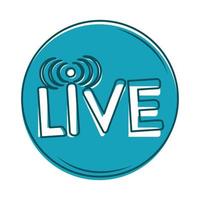 live online stream play button social network blue design vector