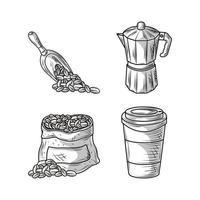 coffee sketch icons vector