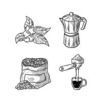 bosquejo de los iconos de café vector