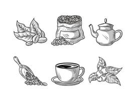 set of coffee vector