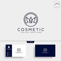 beauty cosmetic line art logo template vector illustration icon element isolated with business card vector