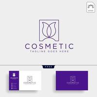 beauty cosmetic line art logo template vector illustration icon element isolated with business card vector