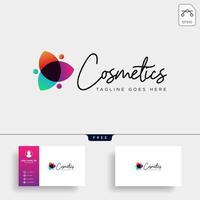 beauty cosmetic line art logo template vector illustration icon element isolated with business card vector