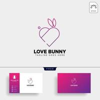 rabbit or bunny love animal line art style logo template vector icon element isolated with business card vector