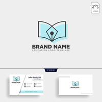 pen book learning line logo template vector illustration icon element isolated with business card vector