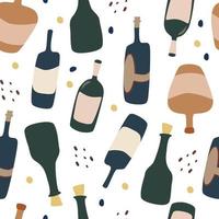 Seamless pattern with wine bottles Wine wallpaper Background for restaurant bar menu party alcohol drinks wrapping paper textile wallpapers Vector illustration