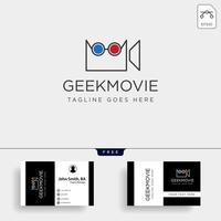 geek movie video entertainment simple line logo template vector illustration icon element vector file