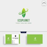 leaf planet nature simple logo template vector illustration icon element with business card