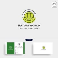 leaf planet nature simple logo template vector illustration icon element with business card