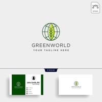 leaf planet nature simple logo template vector illustration icon element with business card