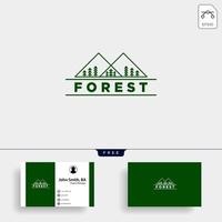 forest nature badge line simple logo template vector illustration icon element with business card