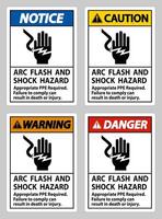 Arc Flash And Shock Hazard Appropriate PPE Required vector