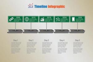 Mapa de señales de tráfico de negocios infografía de línea de tiempo diseñada para plantilla de fondo abstracto elemento de hito diagrama moderno tecnología de proceso marketing digital presentación de datos gráfico ilustración vectorial vector