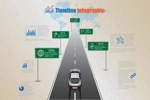 Mapa de carreteras de negocios mundo infográfico de línea de tiempo diseñado para plantilla de fondo abstracto elemento de hito diagrama moderno tecnología de proceso marketing digital presentación de datos gráfico ilustración vectorial vector