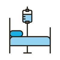 blood bag and stretcher medical line and fill style icon vector