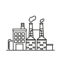industry factory buildings and chimneys line style icons vector