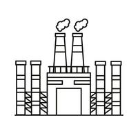 industry factory buildings and chimneys line style icons vector