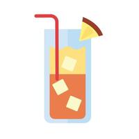 glass with grapefruit and ice cubes flat style icon vector