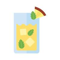 glass with grapefruit and ice cubes flat style icon vector