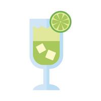 cup with cocktail drink and lemon fruit flat style icon vector