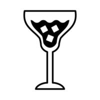 copa de vino con bebida y cubitos de hielo icono de estilo de línea vector