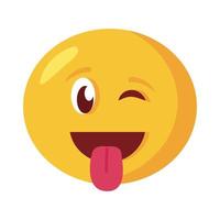 cara de emoji loco con icono de estilo plano de lengua fuera vector