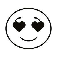 corazones ojos emoji cara icono de estilo de línea clásica vector