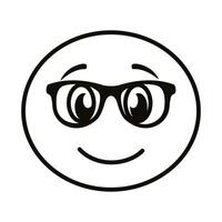 emoji face classic with eyeglasses line style icon vector