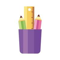 pencils colors in pencils holders school supplies flat style icon vector