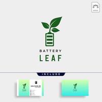 battery leaf eco nature energy renewable simple logo template vector illustration vector