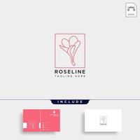 flower floral line beauty premium simple logo template with business card vector