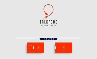 food message talk chat line outline simple flat logo design vector illustration with business card