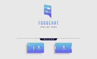 food message talk chat line outline simple flat logo design vector illustration with business card