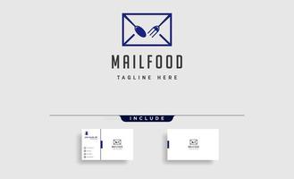 food message talk chat line outline simple flat logo design vector illustration with business card