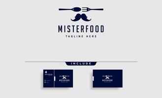 señor food flat simple logo design vector ilustración logo con tarjeta de visita