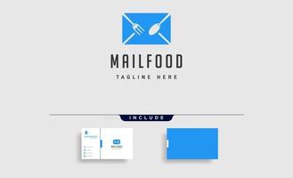 food message talk chat line outline simple flat logo design vector illustration with business card