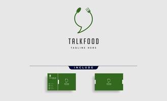 food message talk chat line outline simple flat logo design vector illustration with business card