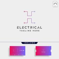 Conectar o elemento de icono de vector de diseño de logotipo eléctrico h aislado con tarjeta de visita incluye