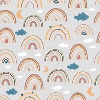 Seamless pattern with boho rainbows vector