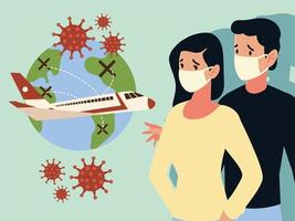 crisis airline and travel tourism business from the outbreak of the disease coronavirus covid 19 vector