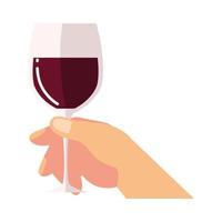 aclamaciones mano sosteniendo copa de vino beber licor vector