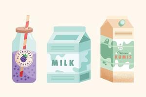 three dairy products vector