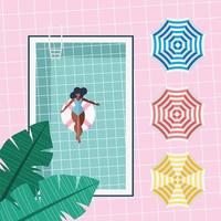 woman floating in pool vector