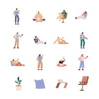 group of twelve persons working characters vector